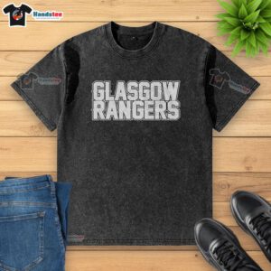 Original Glasgow Rangers washed t-shirt featuring classic team colors and logo, perfect for fans and casual wear.