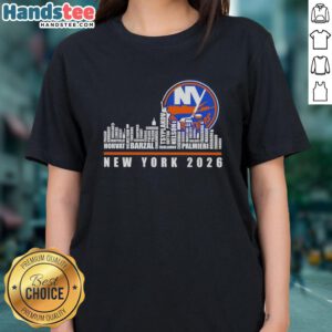 Original NHL New York Islanders X Skyline City Ladies Tee featuring vibrant design and team logo for stylish fans.