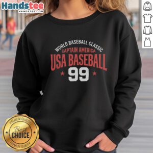 Original World Baseball Classic Captain America USA Baseball 99 sweatshirt featuring vibrant graphics and a stylish design.