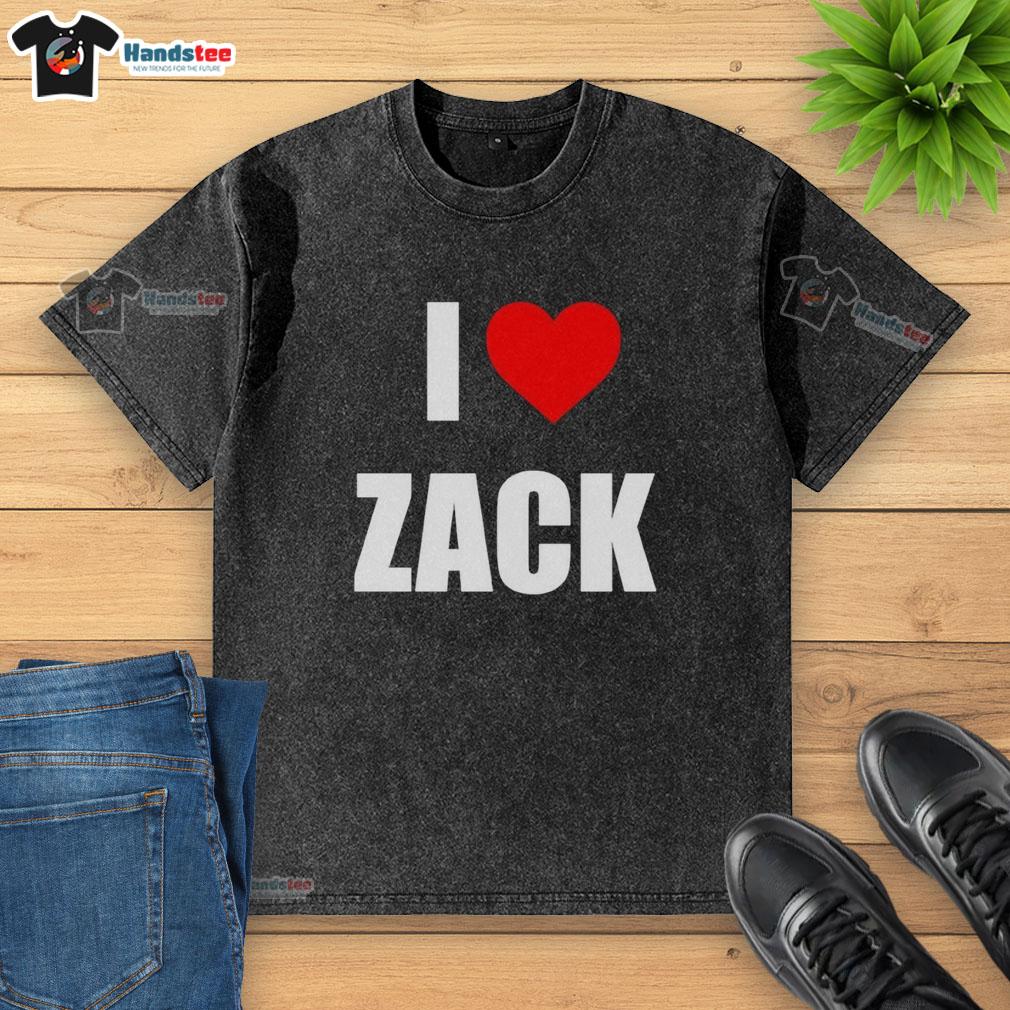 Premium I Love Zack Heart Washed T-Shirt in soft cotton, featuring a stylish heart design perfect for casual wear.