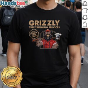 Awesome Vintage Retro Grizzly Tree Trimming Services T-Shirt featuring playful limb removal design for tree care enthusiasts.