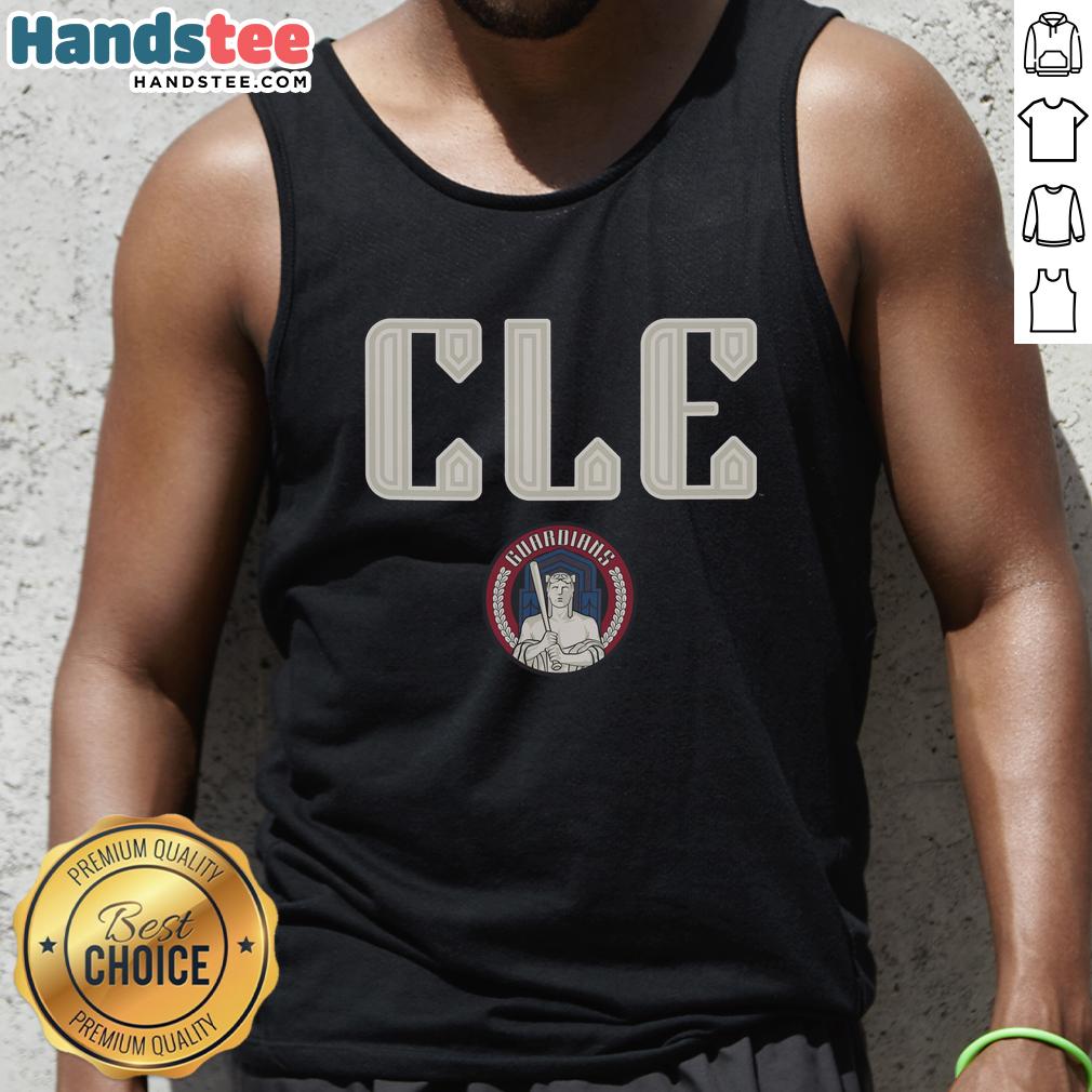 Alt Text: Good Cleveland Guardians City Connect pregame tank top featuring team logo and vibrant colors for fans.