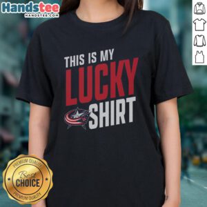 Hot Columbus Blue Jackets This Is My Lucky Ladies Tee featuring team colors and stylish design for fans.