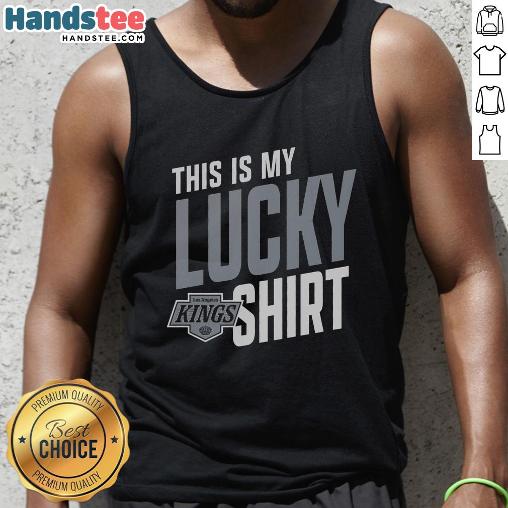 Person wearing a Hot Los Angeles Kings tank top, showcasing team spirit and lucky charm at a game.