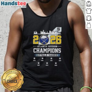 Buffalo Sabres 2026 Atlantic Division Champions tank top in stylish design, perfect for fans celebrating their team's victory.