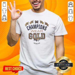 Nice Montana State Bobcats Champions Wear Gold 2026 T-Shirt featuring vibrant graphics and celebratory design.