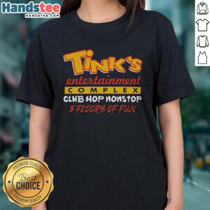 Nice Tinks Entertainment Complex club hop tee featuring 5 floors of fun, perfect for ladies enjoying nightlife.