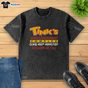 Washed T-shirt featuring Nice Tinks Entertainment Complex Club Hop logo, showcasing 5 floors of fun and excitement.