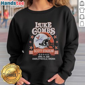 Luke Combs wearing a Virginia Cavaliers sweatshirt at Scott Stadium, Charlottesville, Virginia, April 4, 2026.