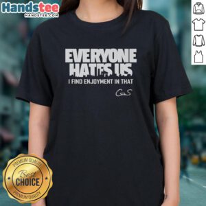 Official Everyone Hates Us tee featuring city skyline design, perfect for ladies who embrace unique style.