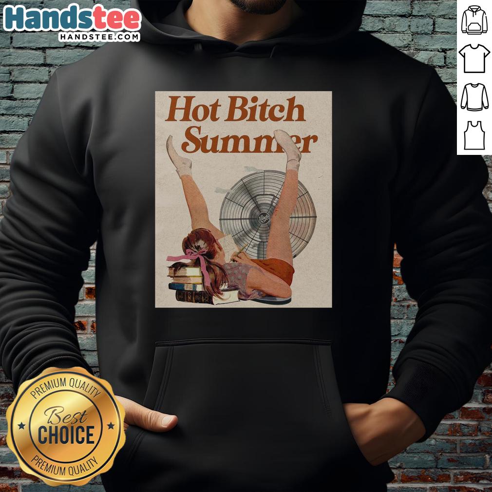 Vintage poster hoodie featuring 'Official Hot Bitch Summer' design, perfect for summer fashion and casual wear.