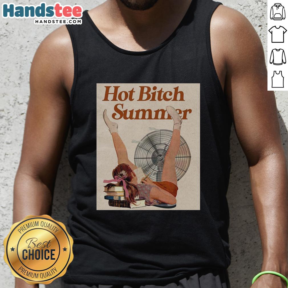 Official Hot Bitch Summer vintage poster tank top featuring bold graphics and a summer vibe, perfect for casual wear.