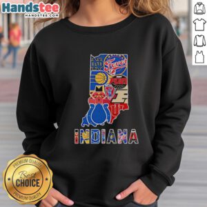 Official Indiana Sports Teams Graphic Transfer State Sweatshirt featuring logos of Indiana's favorite sports teams.