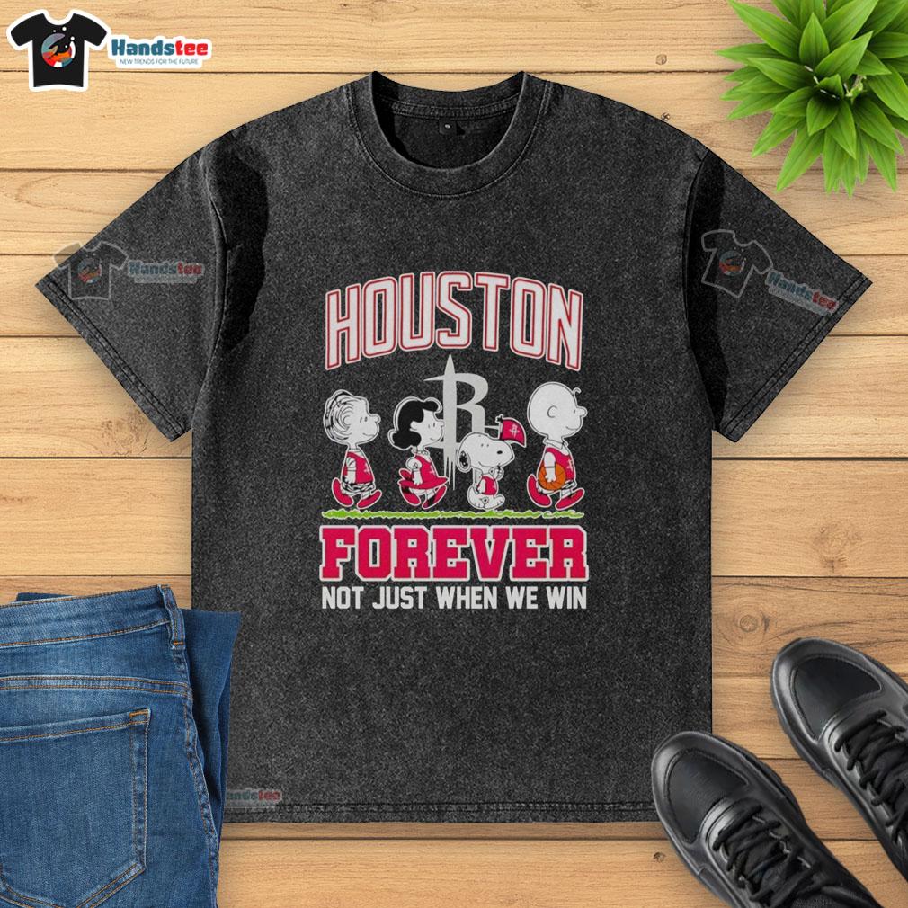 Official Peanuts Characters x MLB Houston Astros Forever T-Shirt showcasing team spirit and beloved characters.