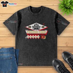 Alt Text: 2026 NCAA Frozen Four Denver Pioneers men's hockey logo washed t-shirt in vibrant colors, perfect for fans.