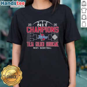 Alt Text: Original Tulsa Golden Hurricane Men's Basketball NIT Champions 2026 ladies tee featuring team logo and vibrant design.