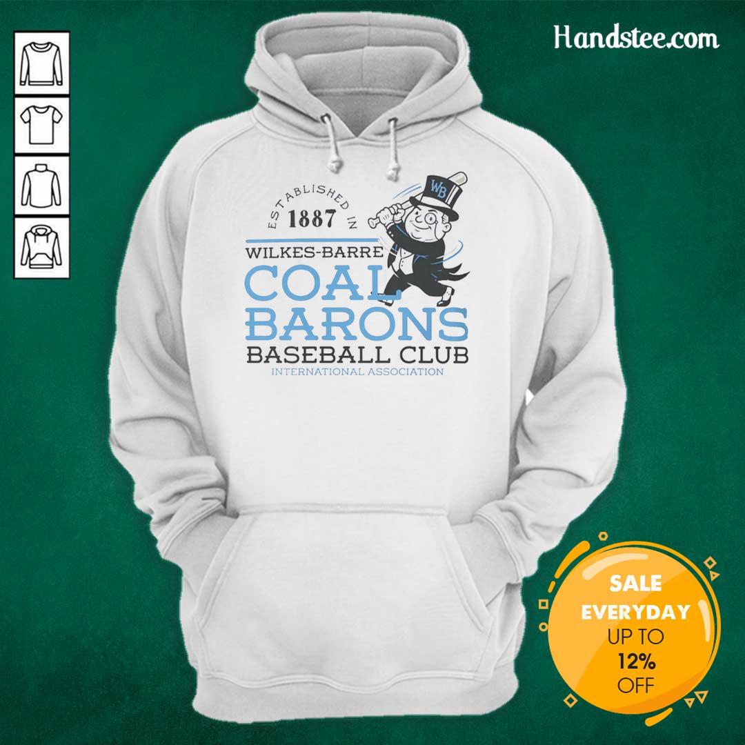 Original Wilkes-Barre Coal Barons Baseball hoodie, celebrating the 1887 International Association Club heritage.