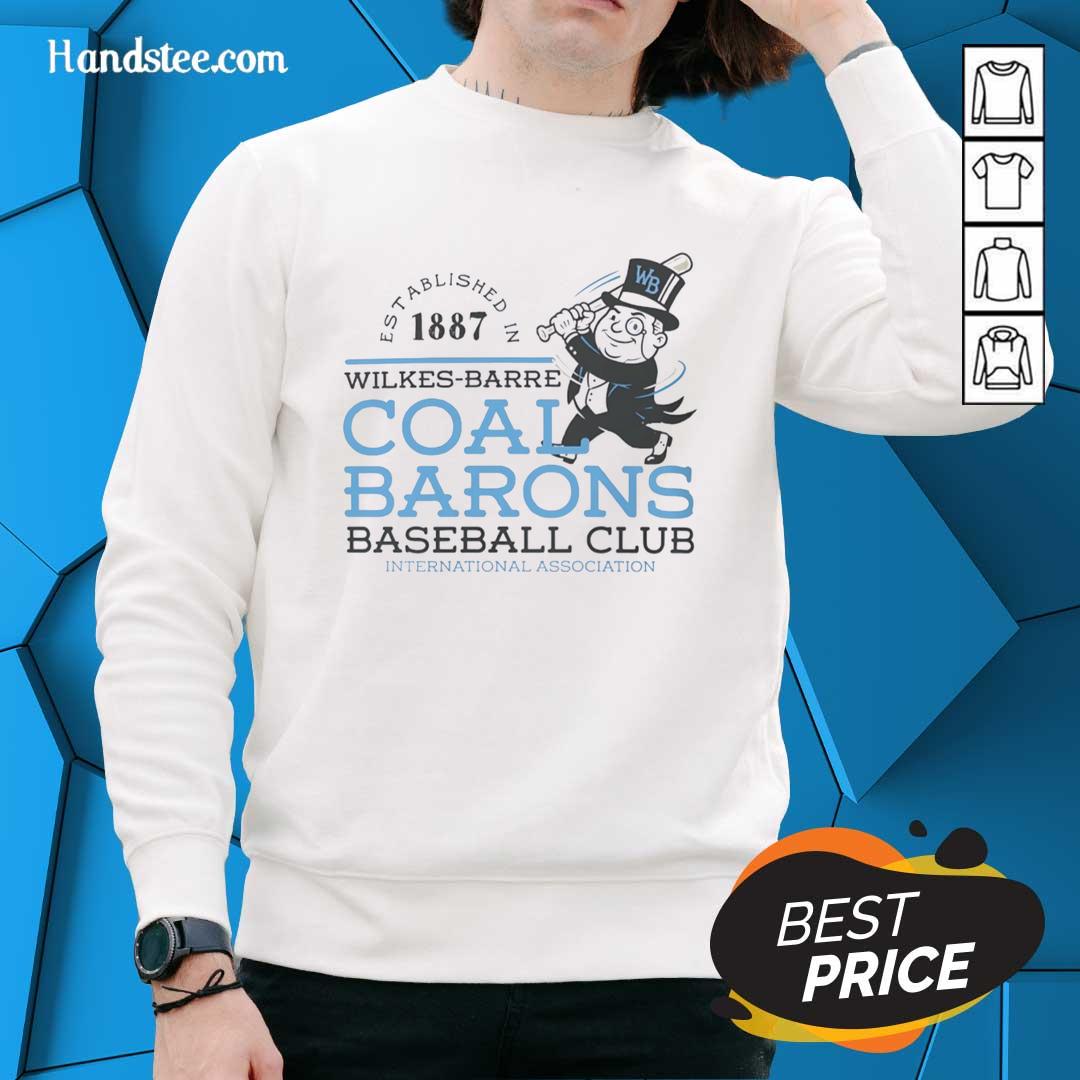Original Wilkes-Barre Coal Barons Baseball sweatshirt, celebrating the International Association Club est. 1887.