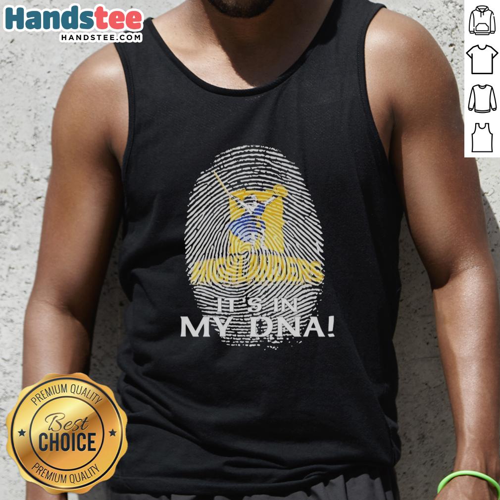 Premium Highlanders Super Rugby tank top featuring 'It's In My DNA' design, perfect for fans and casual wear.