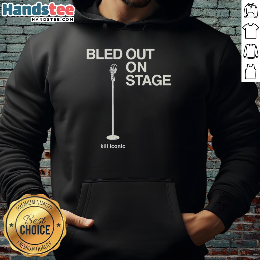 Premium microphone standing on stage for Hail The Sun Cut Tour 2026, featuring stylish hoodie design.