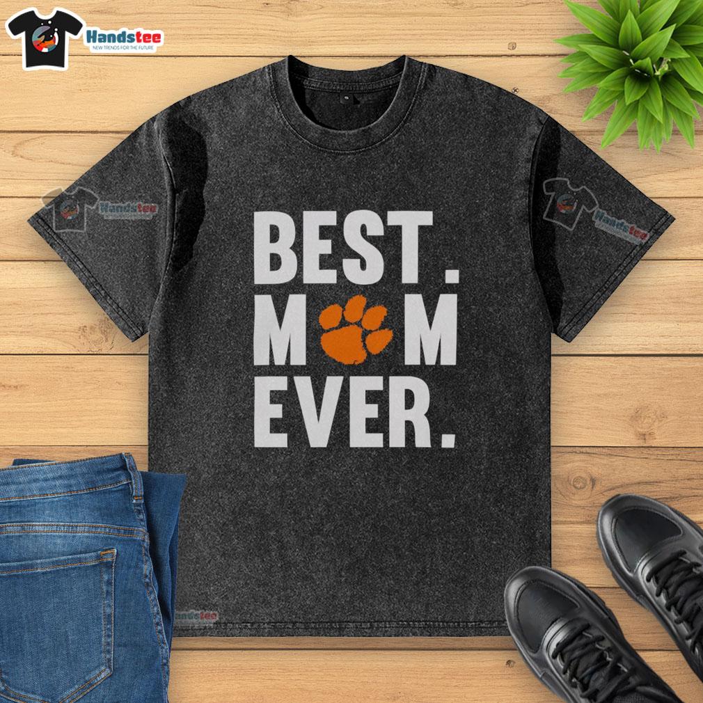 Alt Text: Pretty Clemson Tigers Mom Ever Logo Shirt for Mother's Day - Fan-Washed T-Shirt featuring Clemson Tigers design.