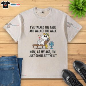 Pretty Snoopy t-shirt featuring 'I've talked the talk' quote, perfect for casual wear and Snoopy fans.