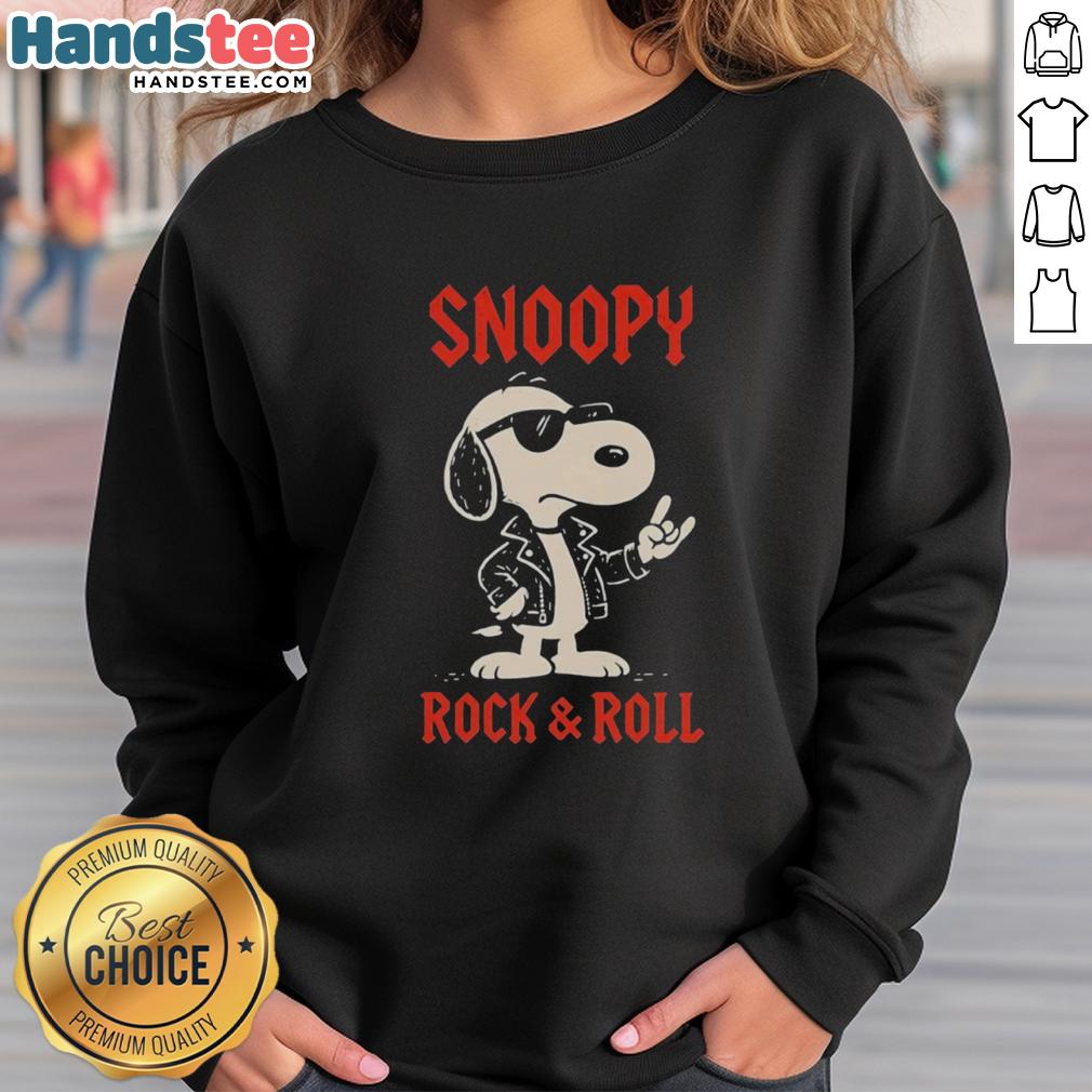Alt Text: Awesome Snoopy rock and roll cartoon sweatshirt featuring Snoopy in a vibrant, playful design.