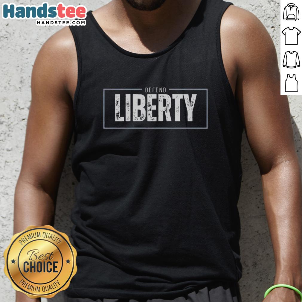 Alt Text: Stylish 'Good Defend Liberty' tank top featuring bold text design, perfect for summer casual wear and expressing freedom.