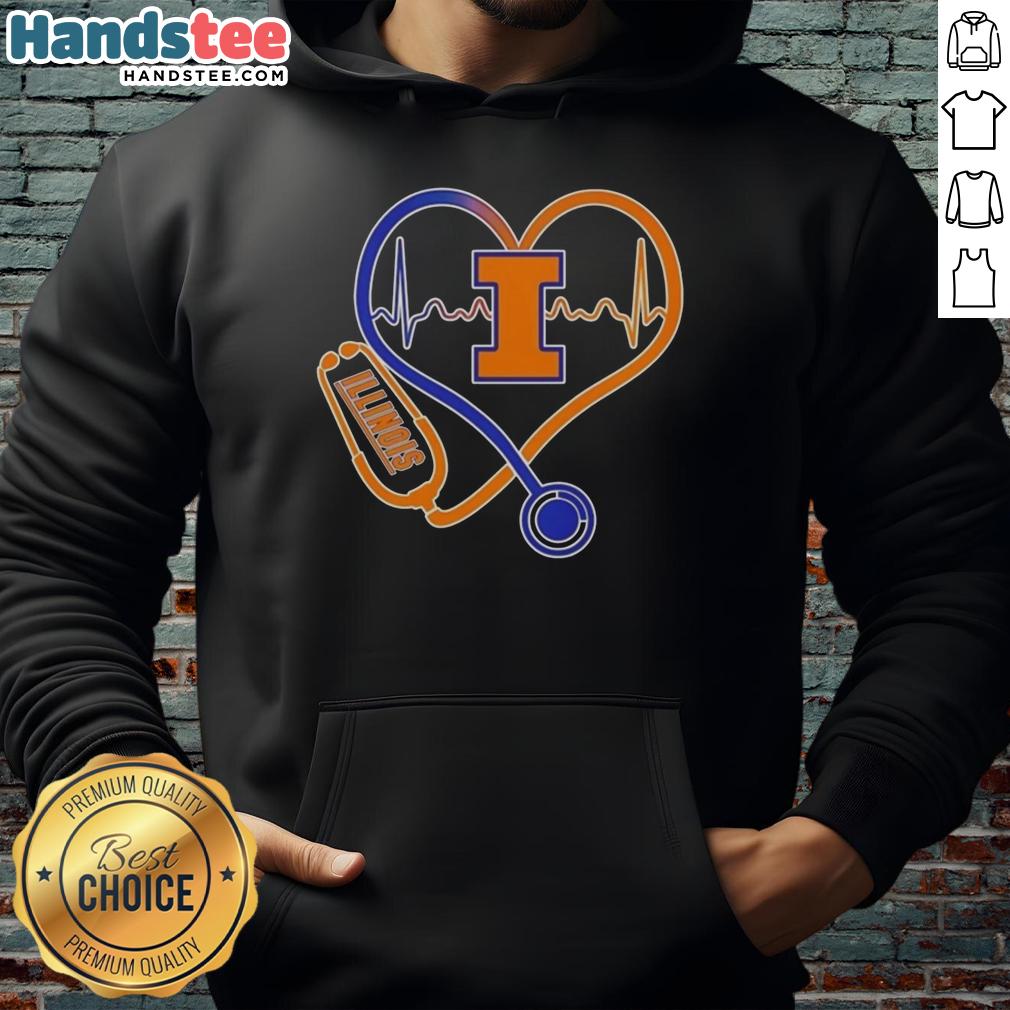 Nice Illinois Fighting Illini Heartbeat Love Nurse Hoodie featuring vibrant team colors and stylish design for fans.