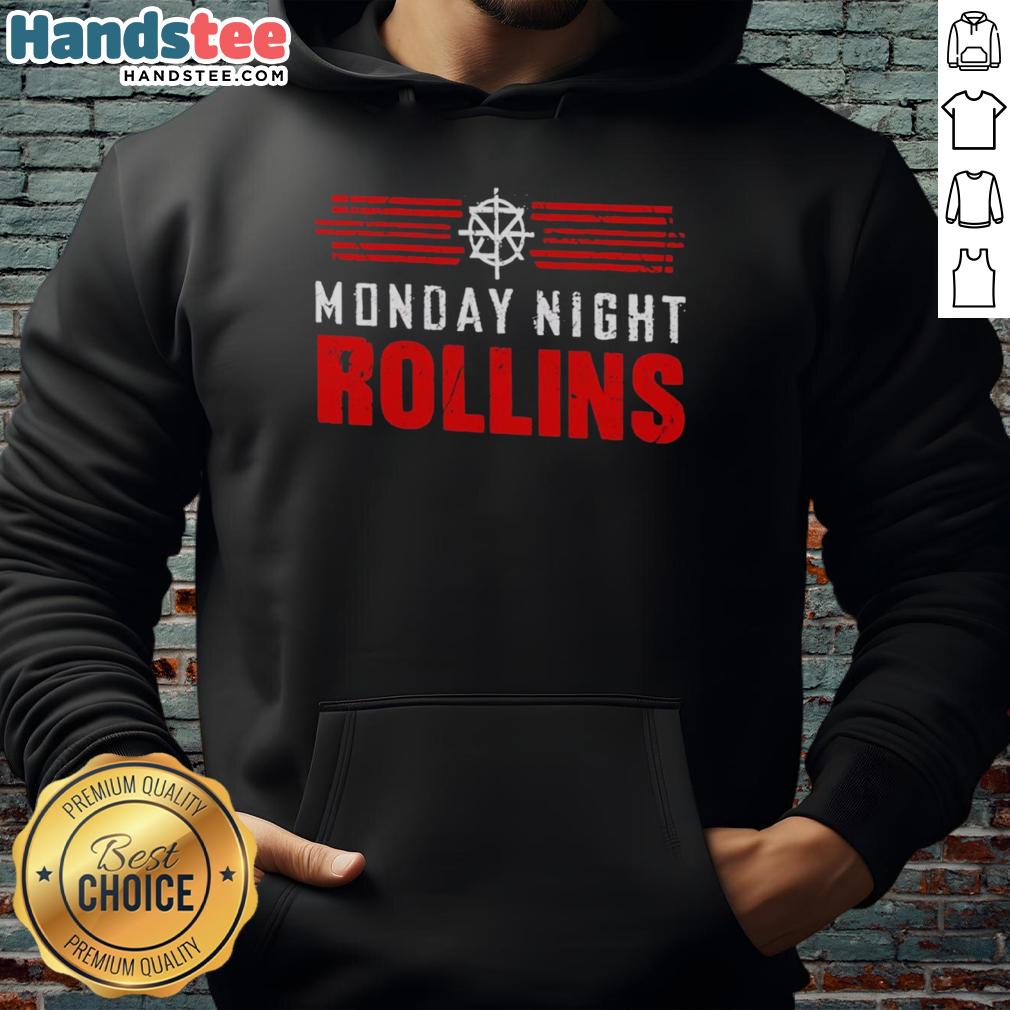 Stylish Nice Monday Night Rollins Hoodie in navy blue, perfect for casual wear and cozy evenings.