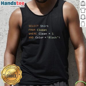 Stylish black tank top selected from a clean closet showcasing organized fashion choices.