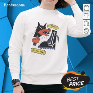 Nice Wolf Middle Finger sweatshirt design featuring 'All My Dogs Hate Bootlickers' with a playful wolf graphic.