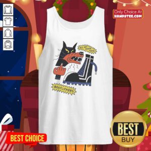Nice wolf graphic tank top with middle finger design, expressing 'All My Dogs Hate Bootlickers' message.