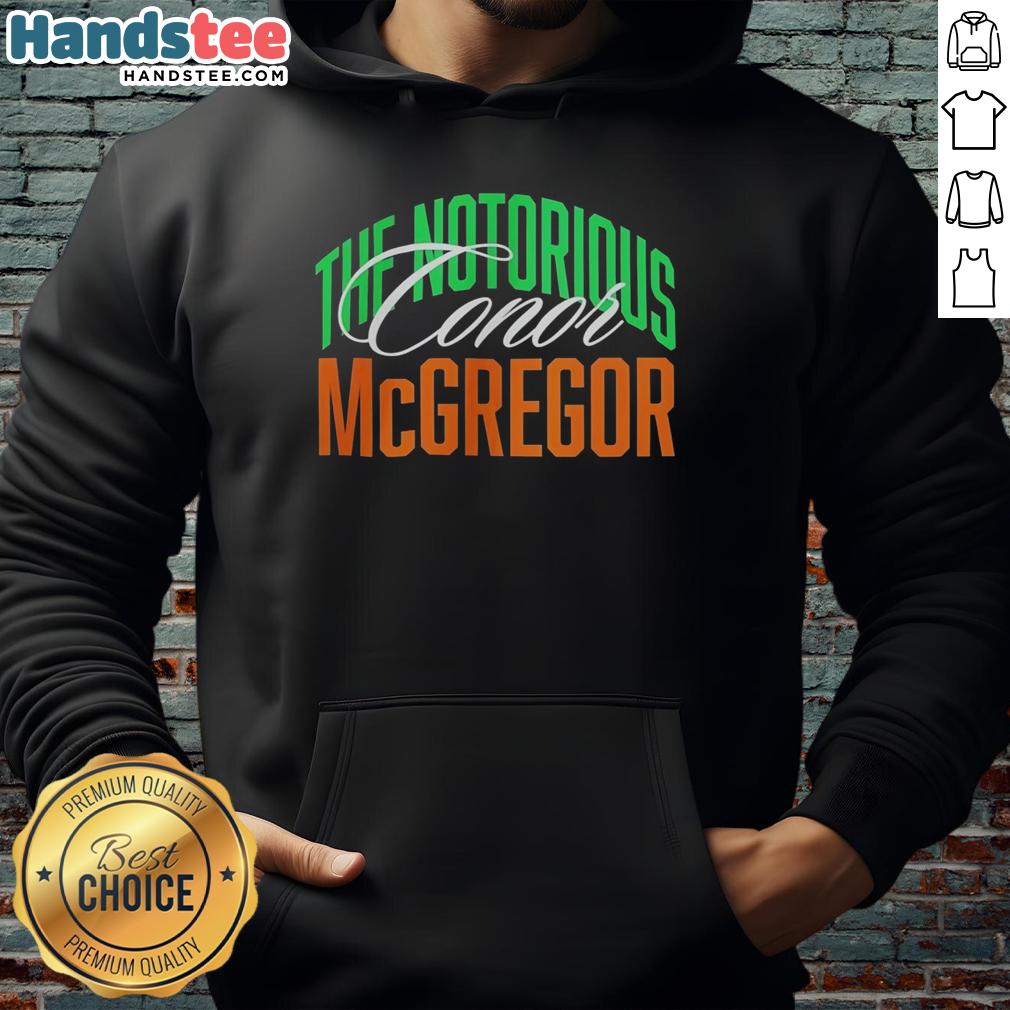 Alt Text: Conor McGregor The Notorious hoodie featuring Italy flag pattern, perfect for fans of MMA and stylish sportswear.