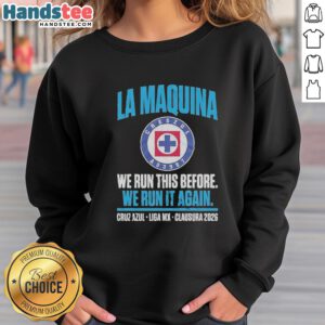 Official Cruz Azul La Maquina Semifinals Liga MX Clausura 2026 sweatshirt featuring team logo and vibrant colors.