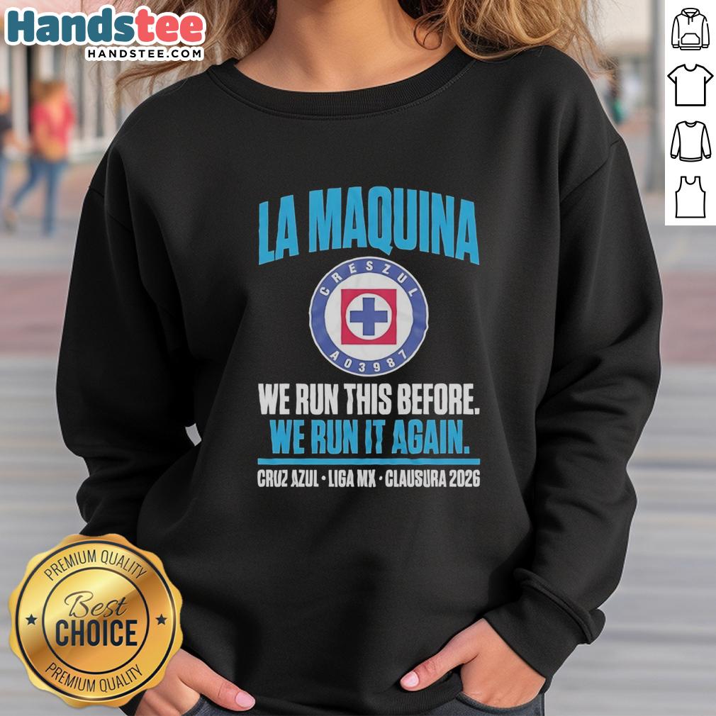 Official Cruz Azul La Maquina Semifinals Liga MX Clausura 2026 sweatshirt featuring team logo and vibrant colors.