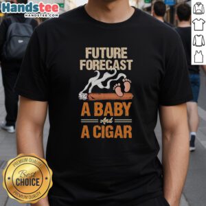 Alt Text: Official Future Forecast Baby and Cigar Lover Father's Day T-Shirt for New Dads, featuring playful design.