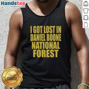 Official I Got Lost in Daniel Boone Forest tank top featuring a scenic forest design, perfect for outdoor enthusiasts.