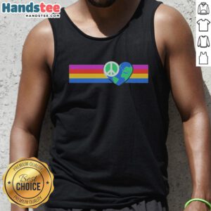 Official Rainbow Peace tank top featuring a heart-shaped Earth design, perfect for eco-conscious fashion lovers.