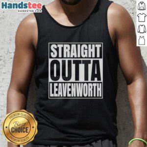 Official Straight Outta Leavenworth United States Prison tank top featuring bold graphics and a stylish design.