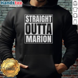 Alt Text: Official Straight Outta Marion United States Prison Hoodie showcasing a bold design on a black background.