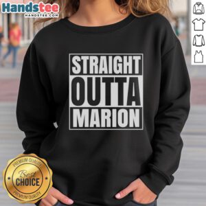 Alt Text: Official Straight Outta Marion United States Prison Sweatshirt featuring bold lettering and a stylish design.