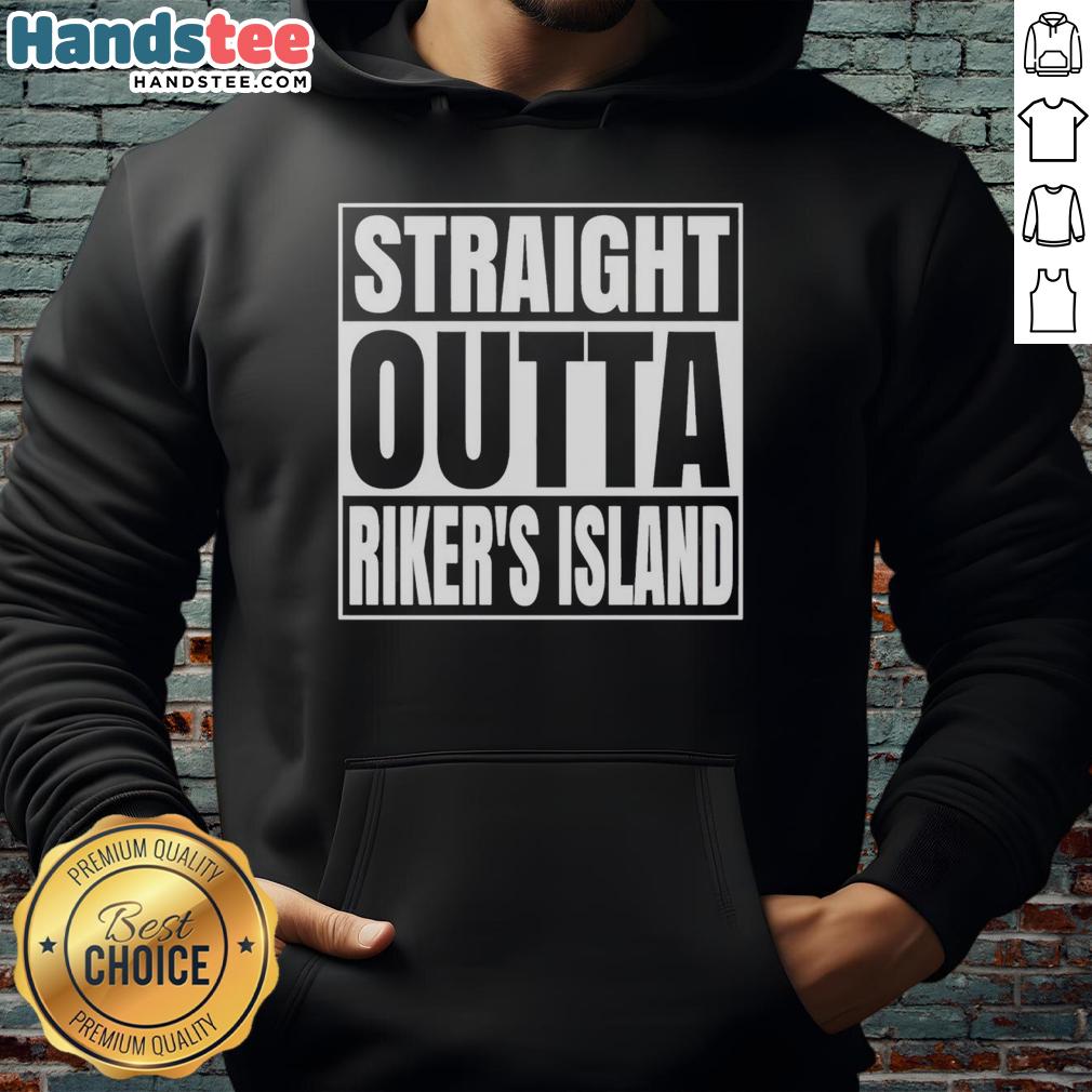 Official Straight Outta Rikers Island prison hoodie, featuring bold graphics and a comfortable fit for fans and streetwear enthusiasts.