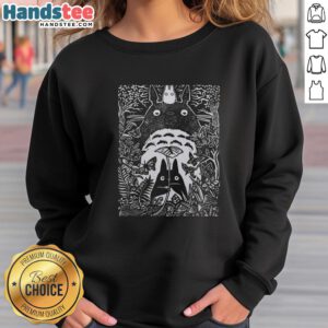 Alt Text: Official Totoro sweatshirt featuring Small and Big Totoro in a forest, in Inocut style, perfect for fans of My Neighbor Totoro.
