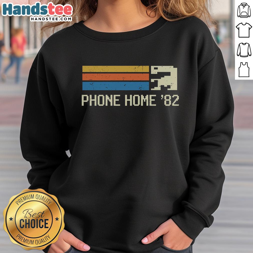 Premium 8-Bit Phone Home 82 Sweatshirt featuring retro design and vibrant colors, perfect for nostalgic fashion lovers.