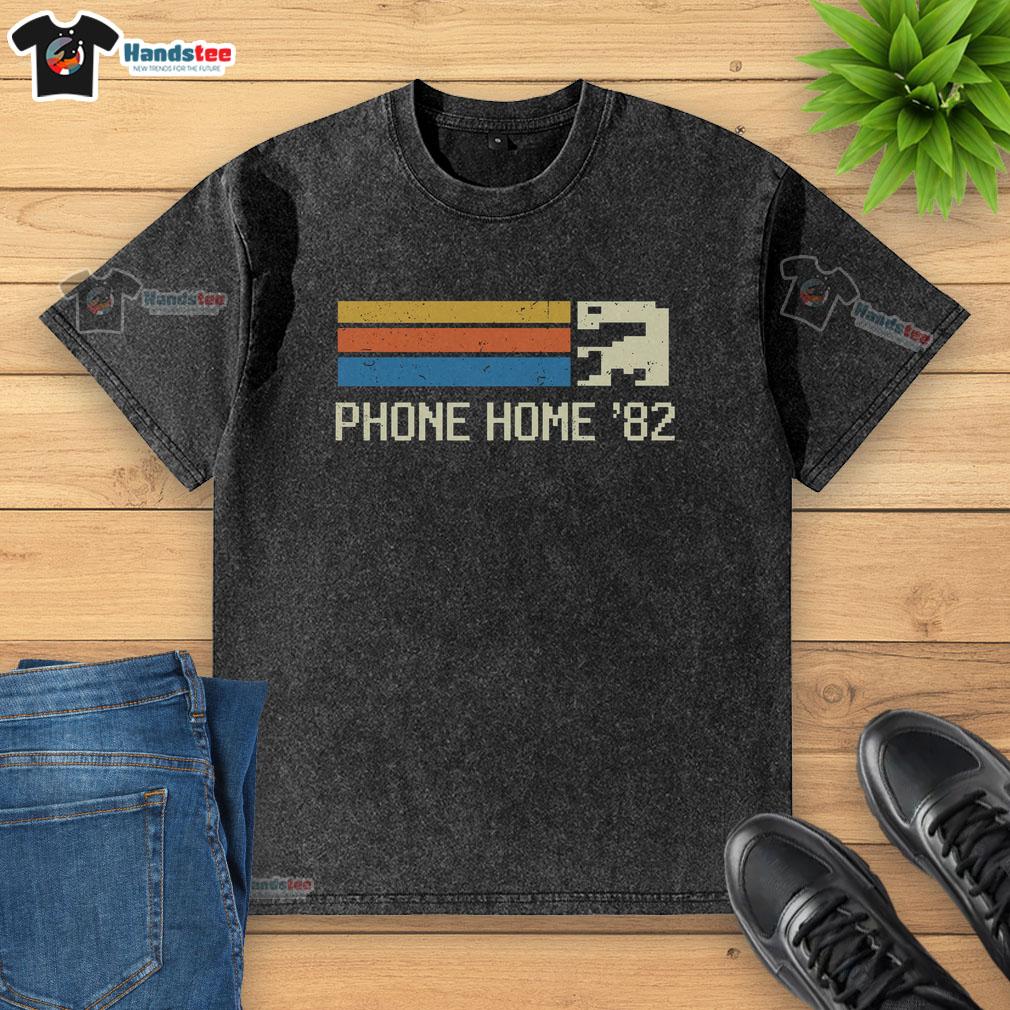 Premium 8-Bit Phone Home 82 Washed T-Shirt featuring retro design and vibrant colors for casual wear.