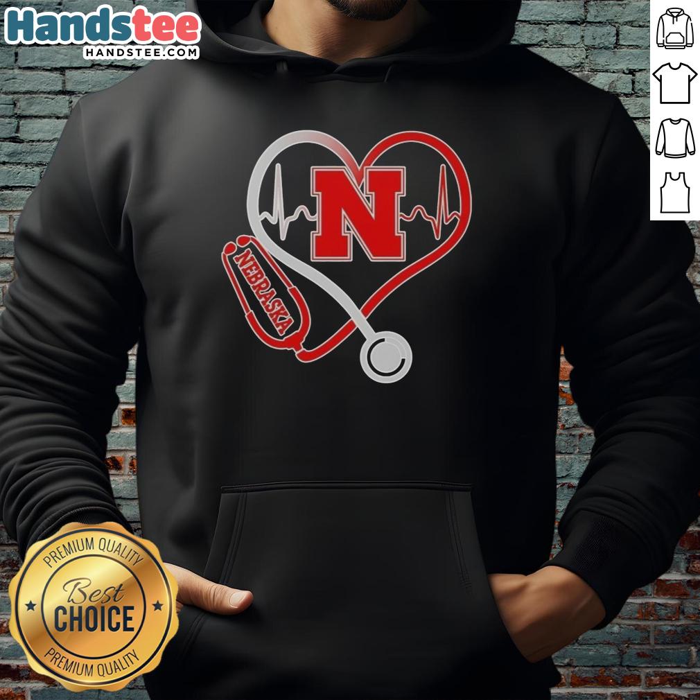 Premium Nebraska Cornhuskers Heartbeat Love Nurse Hoodie in red, perfect for passionate fans and dedicated nurses.