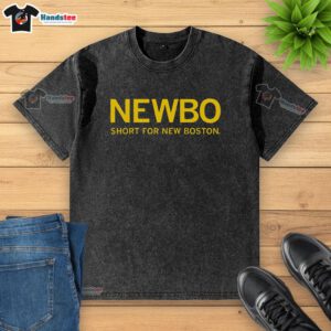 Premium Newbo Short for New Boston washed t-shirt in soft cotton, perfect for casual wear and stylish comfort.
