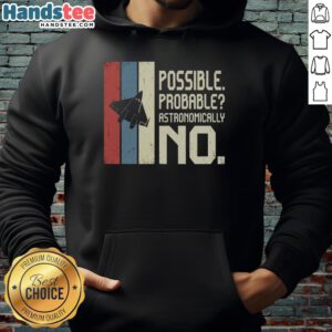 Premium Possible Probable Astronomically No Hoodie displayed on a model, showcasing its unique design and high-quality fabric.