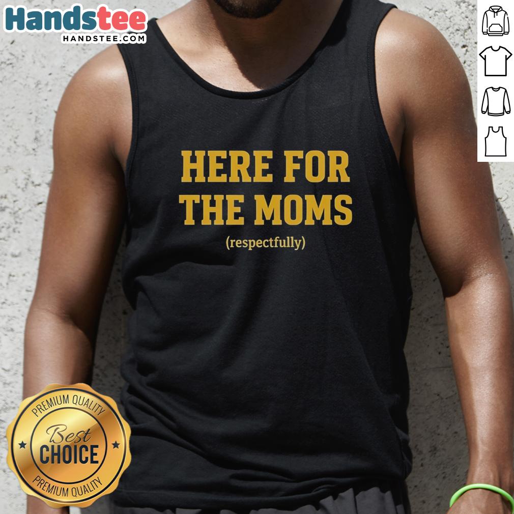 Premium Soy Sauce sports tank top featuring 'Here For The Moms' design, perfect for active moms in Pittsburgh.